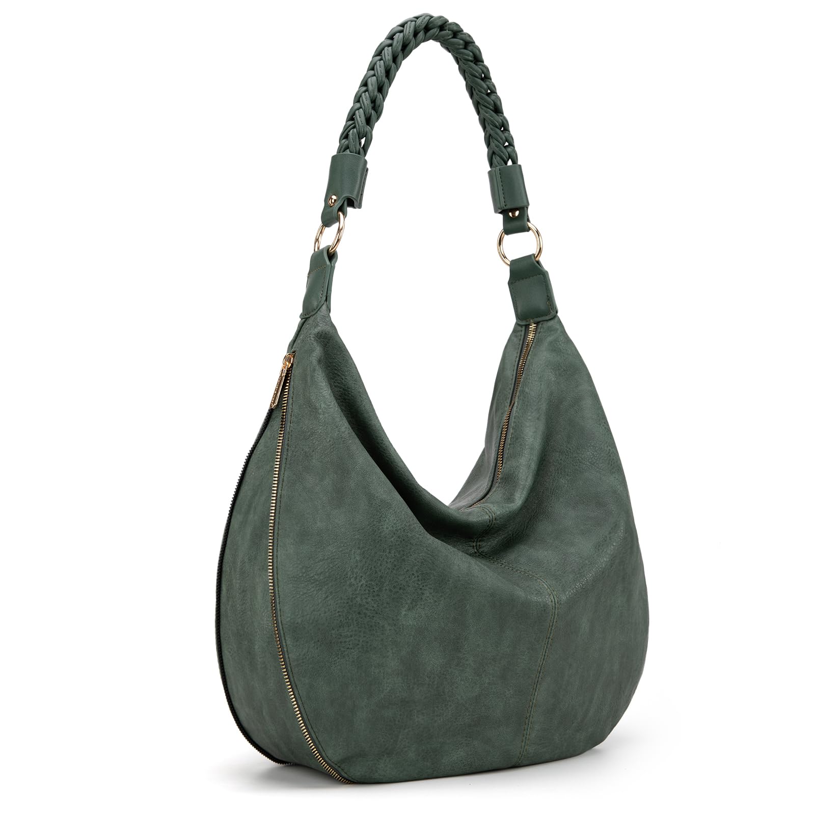 Montana West Large Slouchy Shoulder Handbag with Zipper and Woven Handle