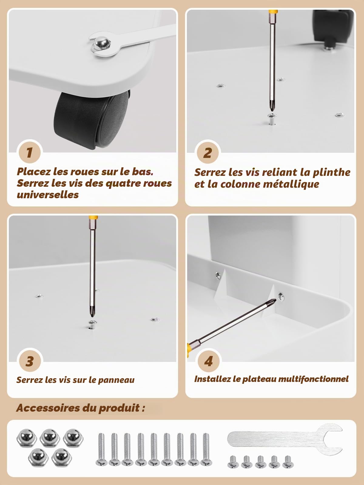 Chariot de Salon de Beauté en Alliage d'Aluminium avec Roulettes et Plateau de Rangement Portable pour Spa Maquillage