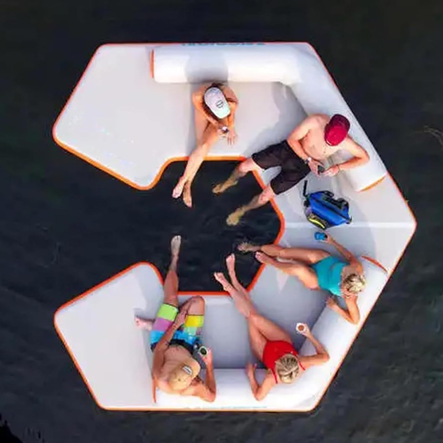 Inflatable Floating Island, Floating Oasis Water Sofa Toy, Water Trampoline, Fishing Platform, Water Toys, Can Accommodate 5-7 People for Private Dock