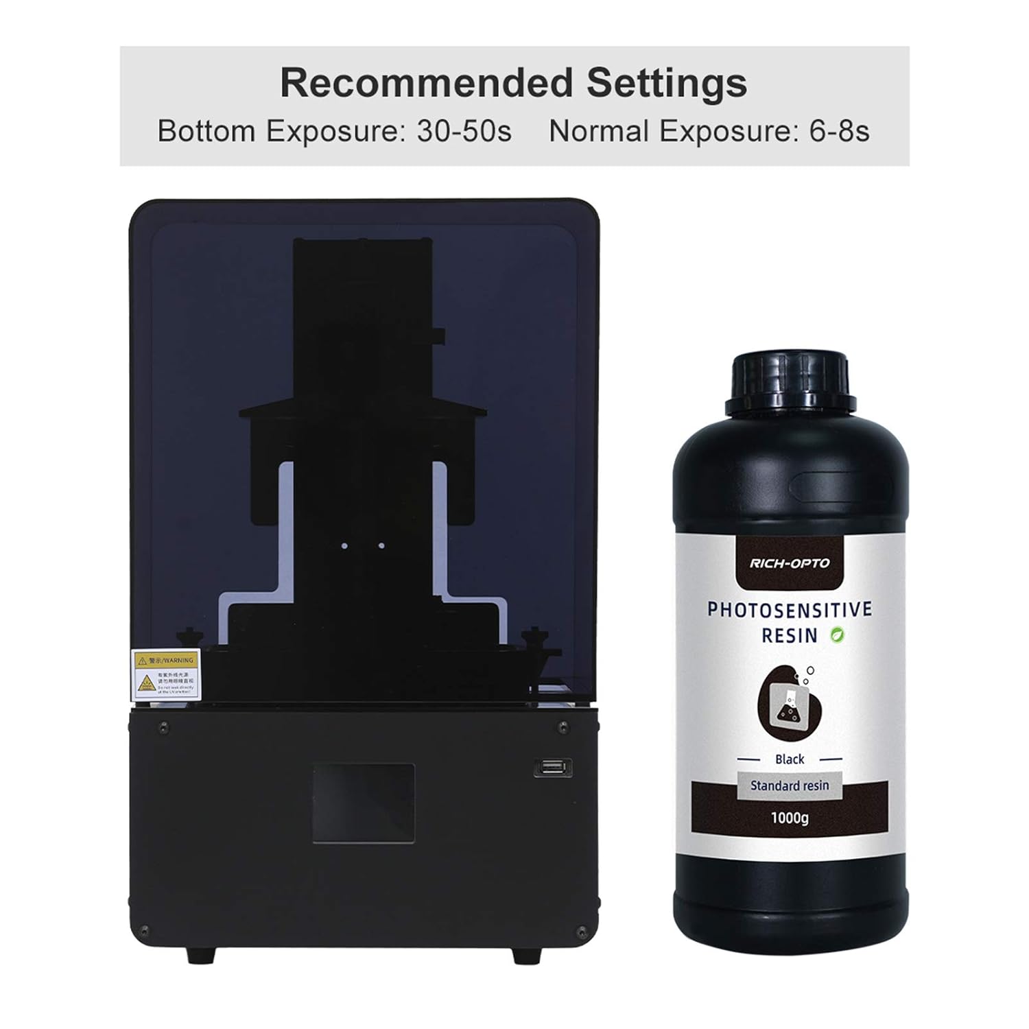 RICH-OPTO 3D Printer Resin UV-Curing 405nm Rapid High Precision Quick Curing Standard Photopolymer Resolution Low Odor for LCD 3D Printing Liquid Black 1000g : Industrial & Scientific