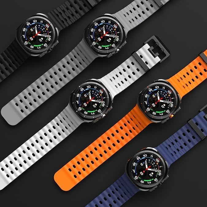 Image of GETSABLE No Gap Soft Silicone Sport Waterproof Breathable Adjustable Strap for Women Men Compatible With Samsung Galaxy Watch Ultra 47mm Strap (Pack of 4 Colors)