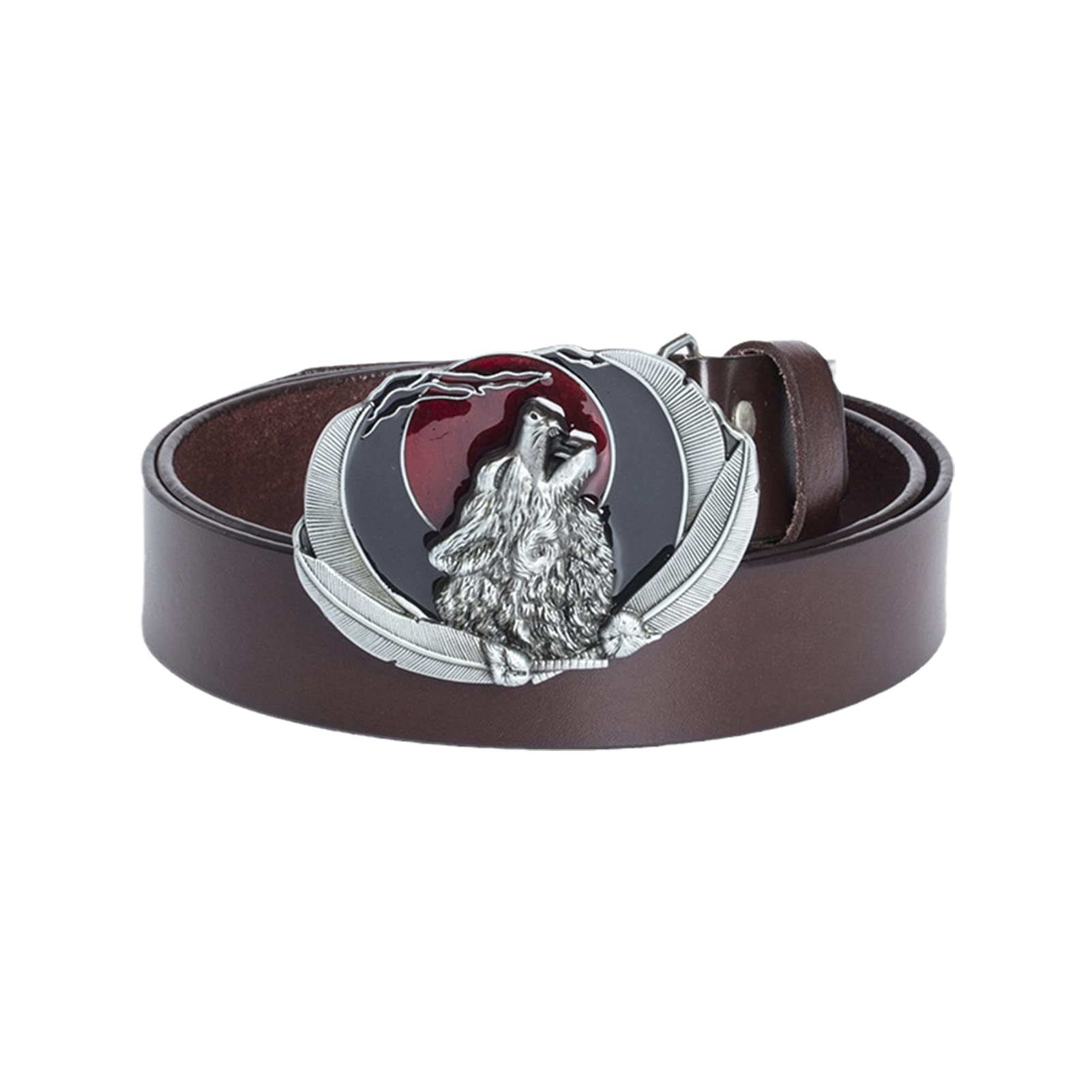 Cinturón de cuero RBUDSPOLF de lobo mitológico, el regalo original para hombre en talla 90cm