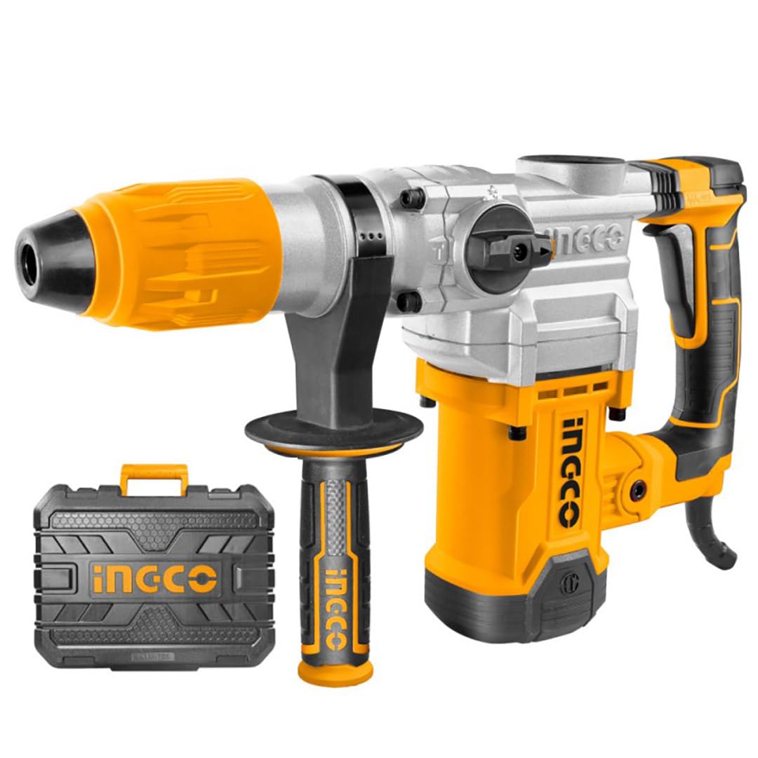 Ingco Rh1600388 Martello Demolitore Rotativo 1600 W Sds Max Sistema Anti Vibrazione 2 Punte 2 Scalpelli con Valigetta