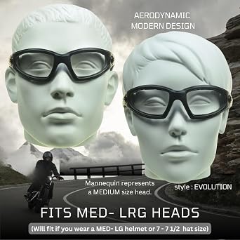 Bikershades Motorcycle Safety Sunglass Foam Padded Men Women Wide Coverage Wind-Proof