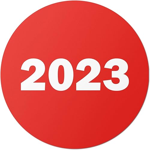 Etiquetas de 0.75 pulgadas / redondas – Etiquetas del año 2023 (rojo brillante/300 etiquetas) Calcomanías codificadas por colores para contabilidad