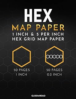 Hex Map Paper: 1 inch & 5 per inch Hex Grid Drawing Notebook ; Hexagonal Graph Paper for RPG Map Drawing, Wargaming Terrain ; Large Hexagon Journal