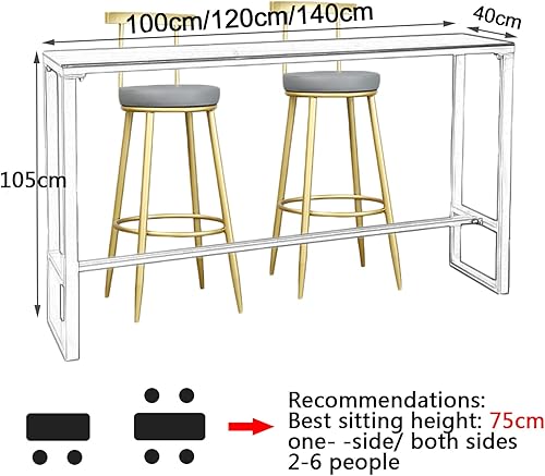 Miniatura 3 de FYFUSATC Mesa de comedor alta moderna para barcocinasala de estar marco estable de hierro forjado lacado de alta temperatura y pizarra de efecto