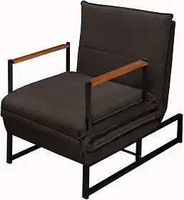 Poltrona Moderna Versati Estofada Descanso do Papai Conforto Premium Reclinável Puff Vira Cama Solteiro Luxo Puff Retrátil Macia Extensão Sala E Quarto Pés Em Aço Escritorio (Marrom)
