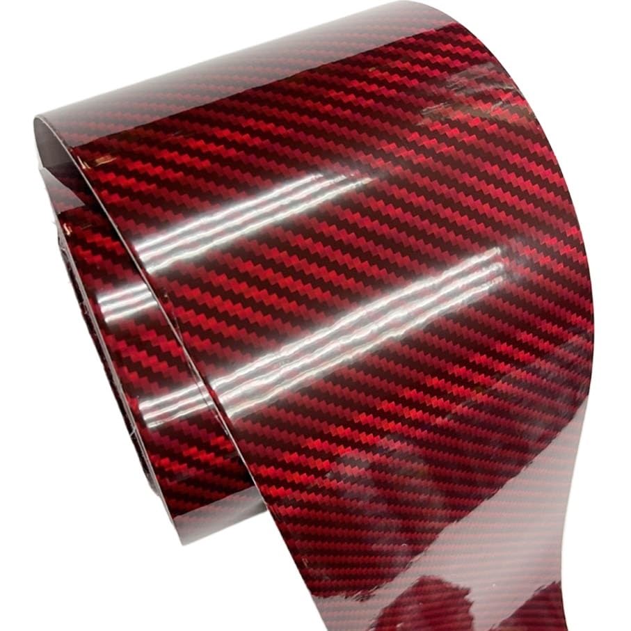 Vinilo para coche de fibra de carbono holográfico y autoadhesivo rojo 2
