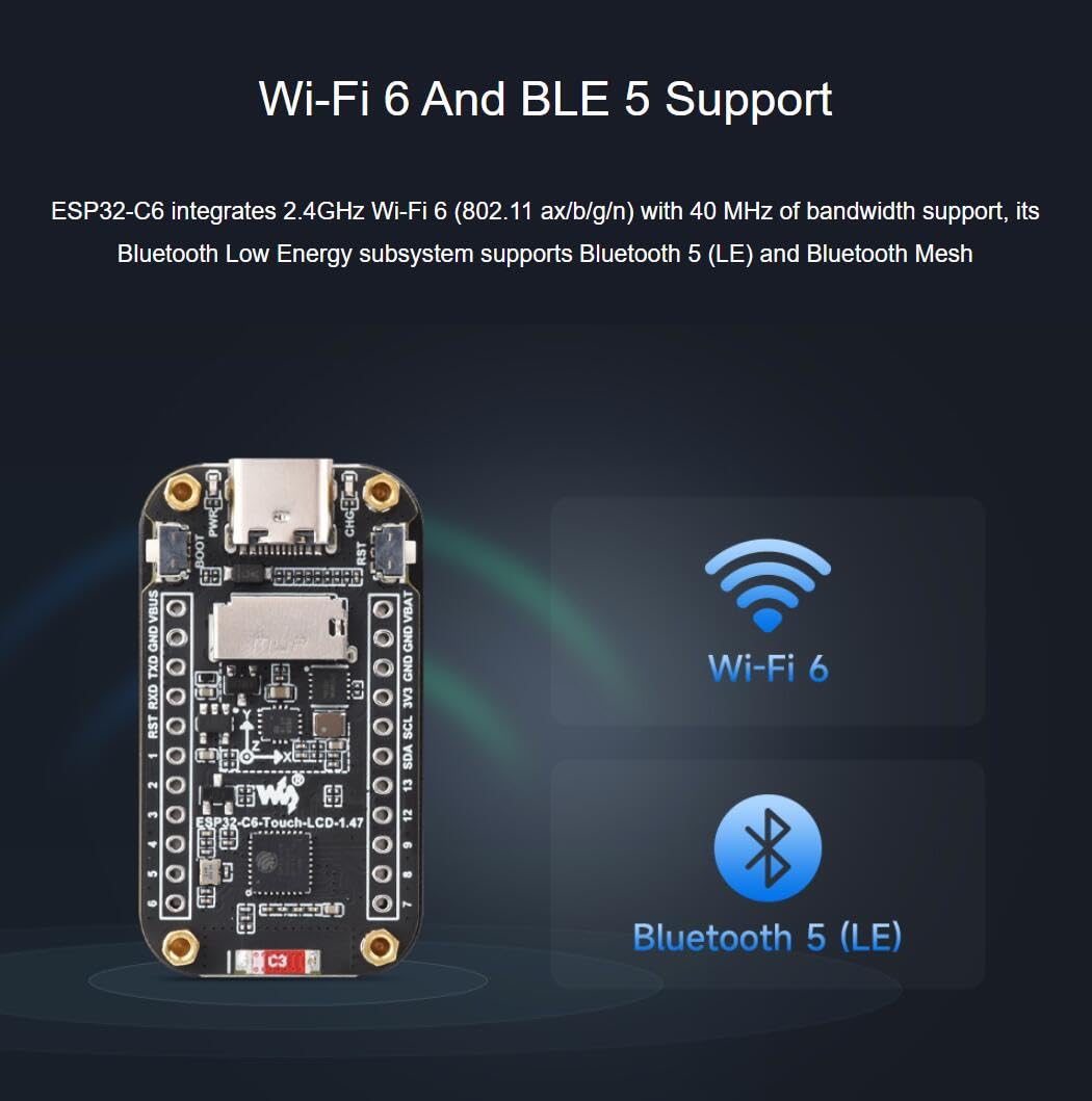 Amazon.com: ESP32-C6 1.47inch Touch Display Development Board, 172