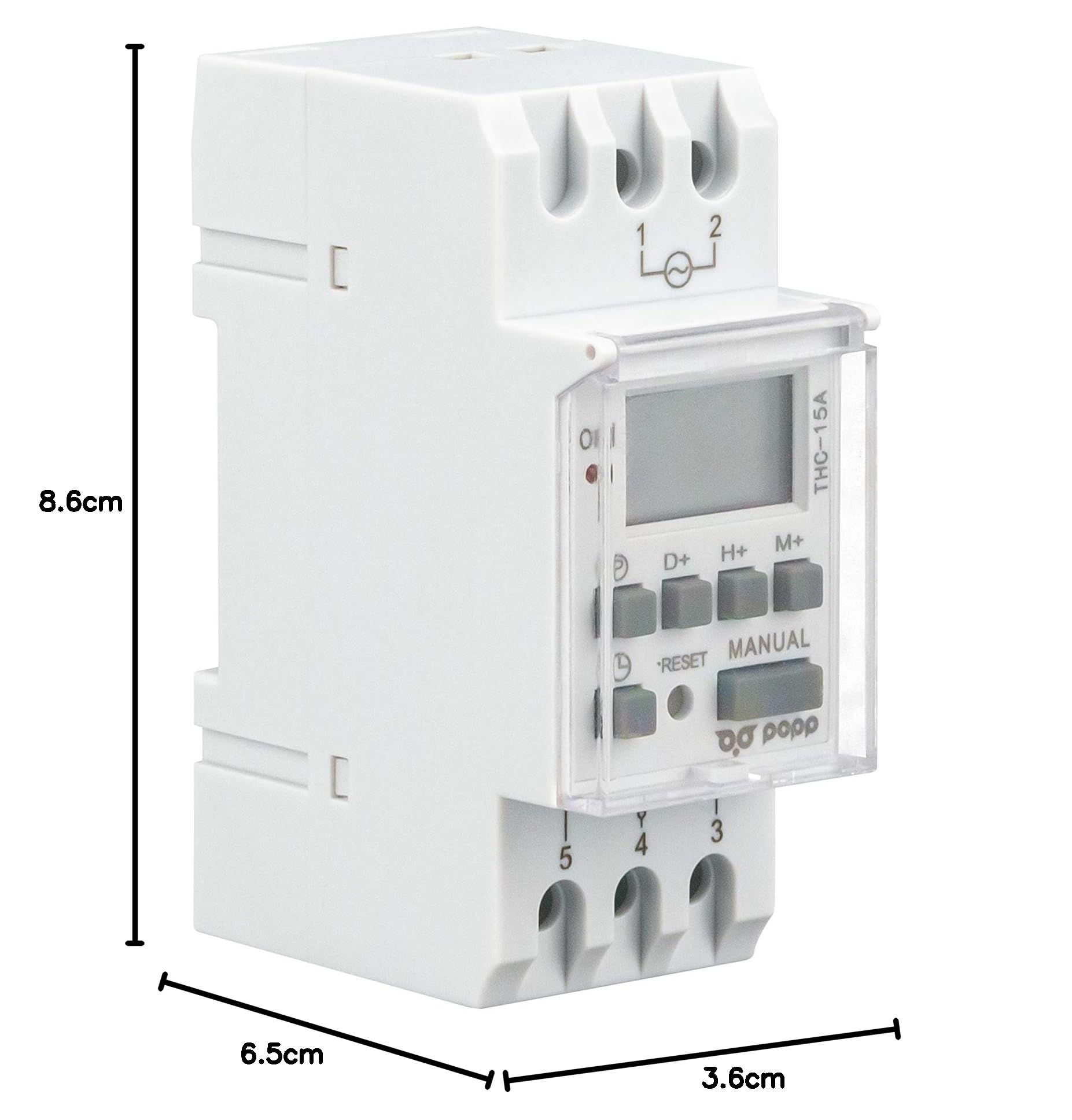 POPP® Electric Interruptor de relé de Tiempo programable semanal de Potencia LCD Digital THC15A 220V 16A