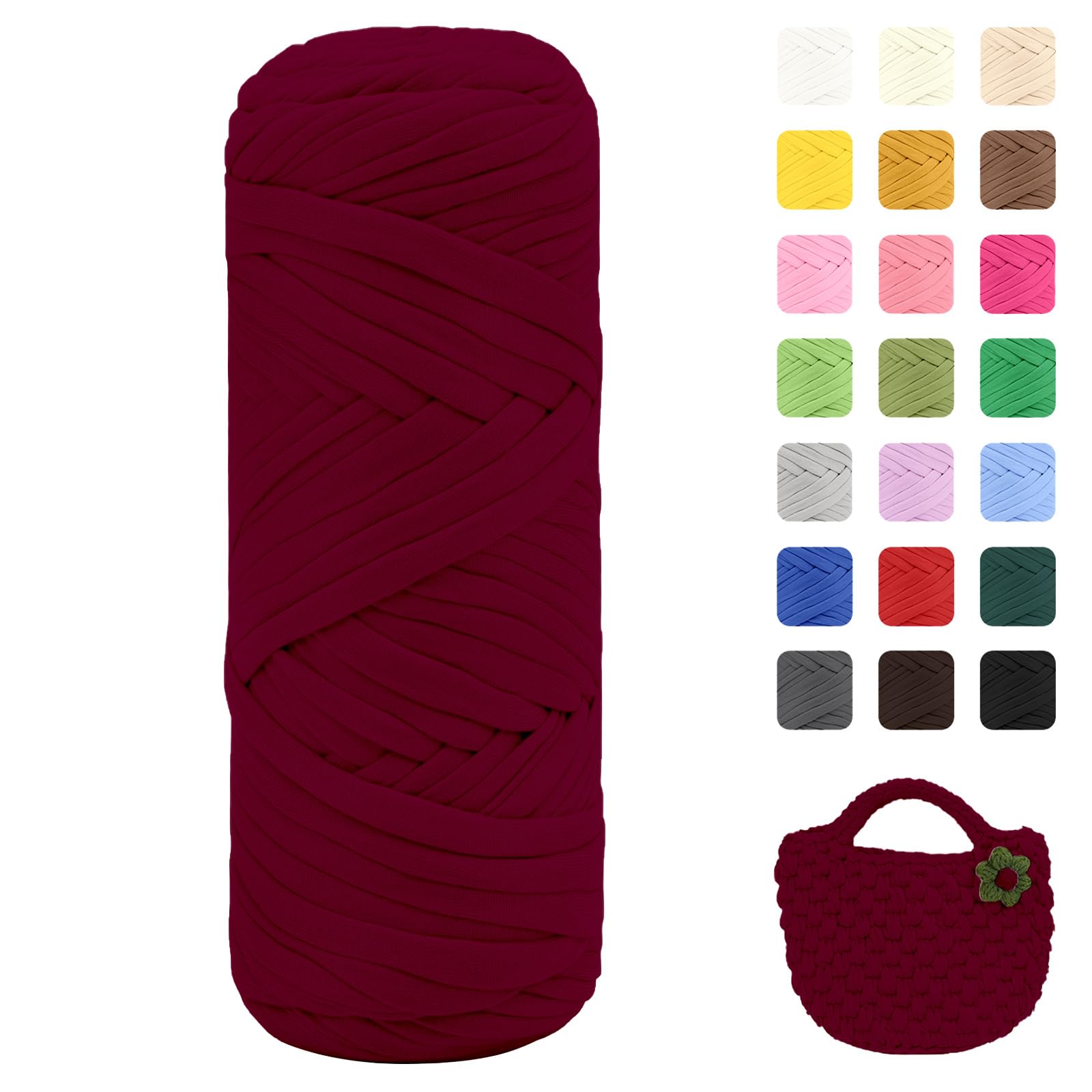 Maxee 400g T-Shirt Garn – 2 er Pack (je 200g/75m), Weiches Beilaufgarn zum Häkeln & Stricken – Farbintensiv & pflegeleicht, Ideal für Häkeltaschen/Körbe/Teppiche DIY Projekte, Handarbeiten und Deko