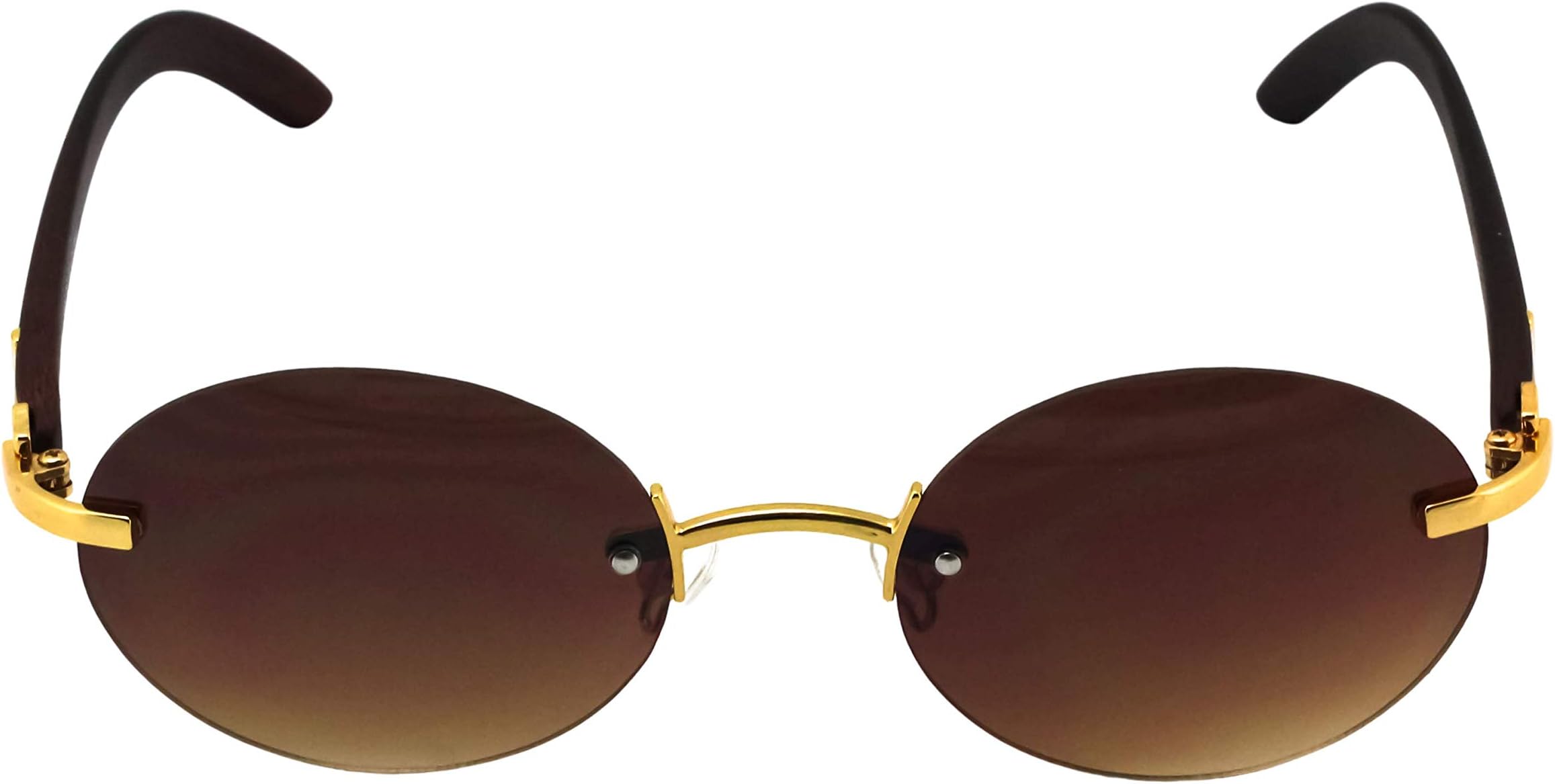 Retro Wood Buffs Vintage Style Gangster Rimless Clear Lens Oval Eye Glasses
