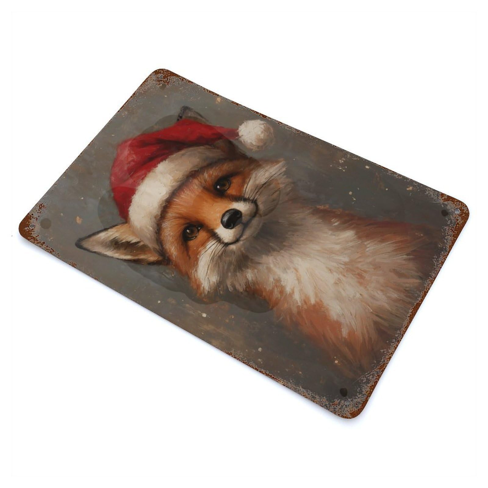 Christmas Fox Decorative Tin Sign 11.8"x7.9", Ideal for Cafe, Home Bar And Lounge Decor