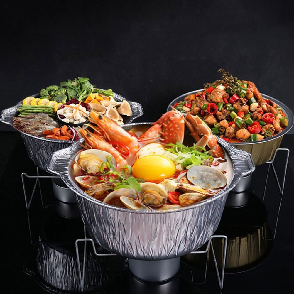 Cabilock 5 Pack Aluminum Foil Pot Lids Baking Pan for Bbq Outdoor Cooking Disposable Aluminum Baking Pots