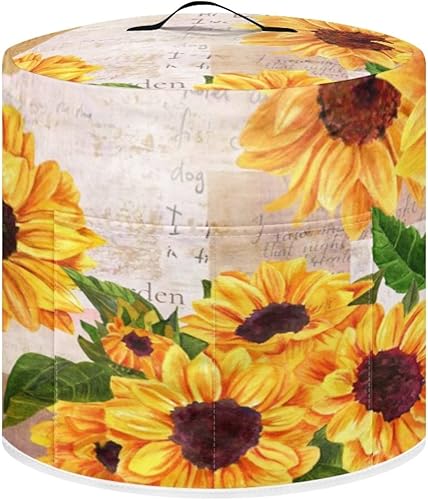Cubierta para olla a presión de girasol, cubierta antipolvo para olla de cocción lenta, cubierta protectora floral redonda para freidora de aire con