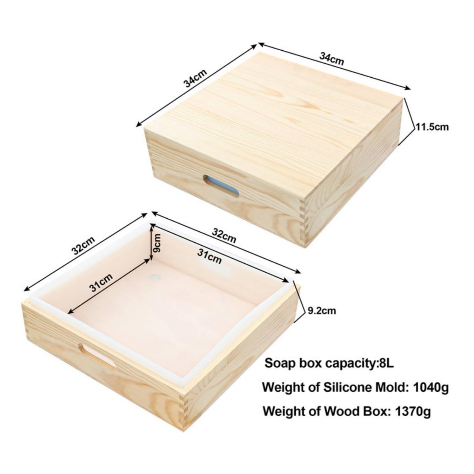 Stampi in Silicone per Sapone Stampo Stampo in Legno Forma Rettangolare Contenitore con Coperchio Liner Rimovibile Riutilizzabile per Saponi Fatti a Mano Adatto per Laboratori Casa Regali