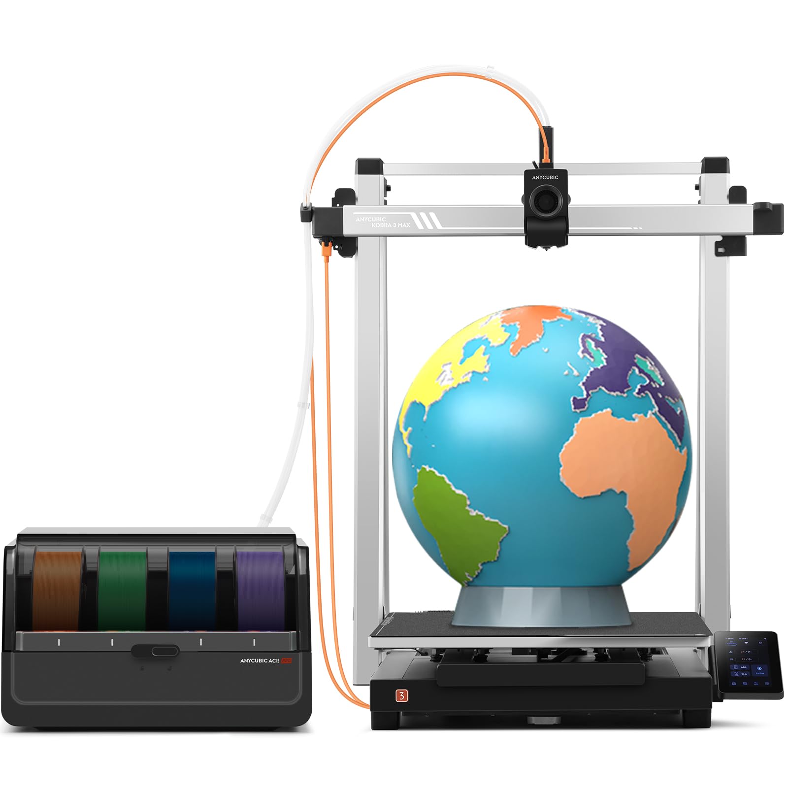 Anycubic Kobra 3 Max Combo Imprimante 3D, Intelligente Multicolore Impression, 600 mm/s Haute Vitesse, Auto Nivellement Imprimer, Taille d'impression 420 * 420 * 500mm