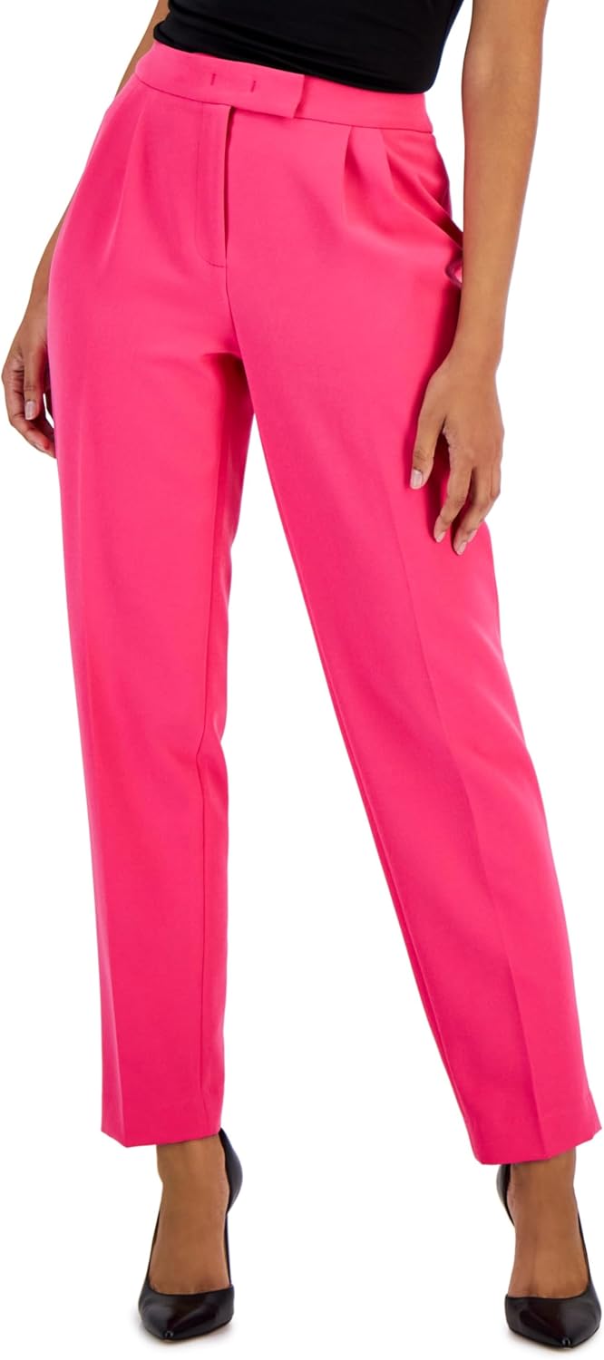 Anne Klein Petite High-Rise Pleated Pants Amaranth 14P
