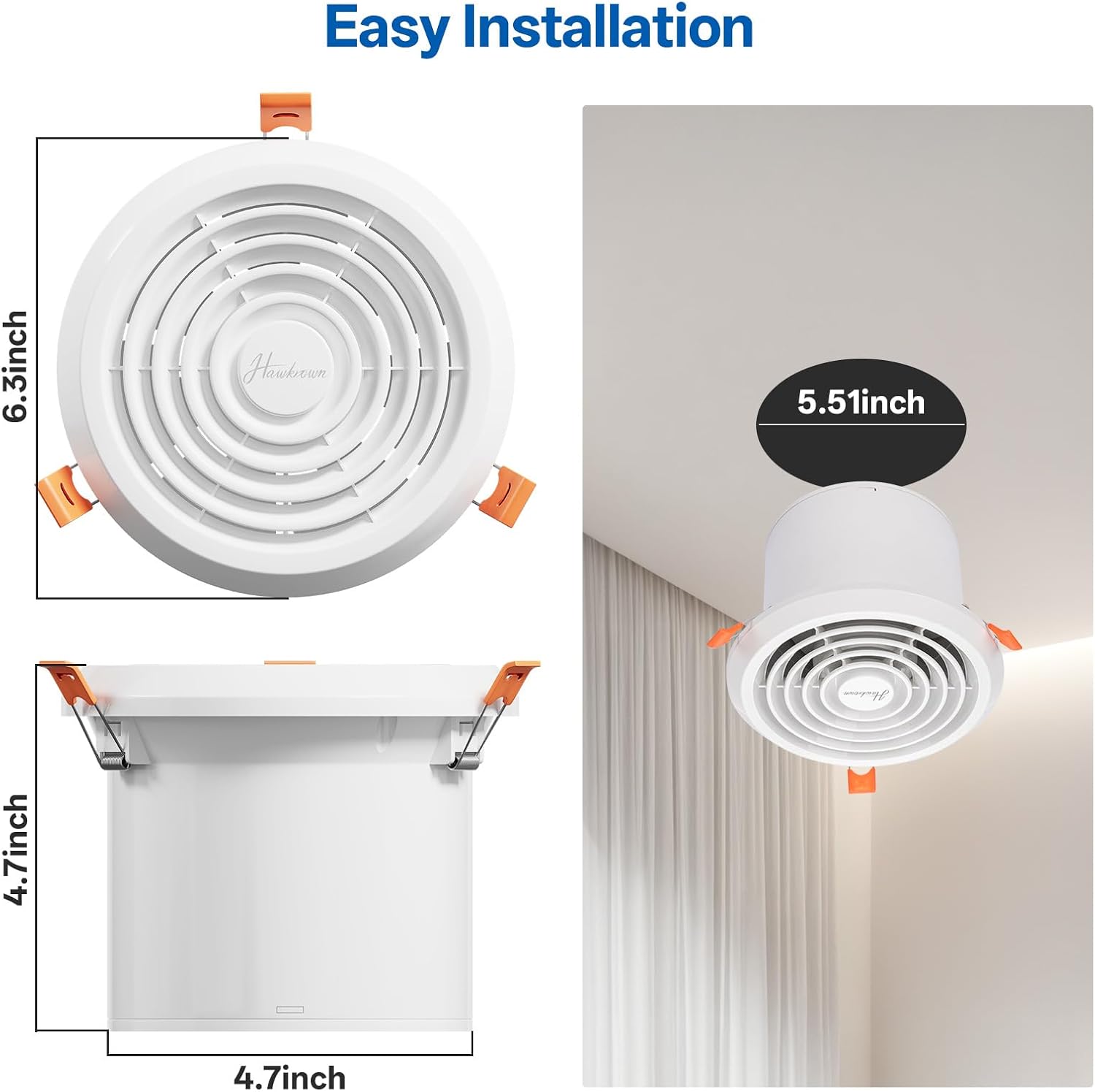 4inch Exhaust Fan, 110 CFM Wall Mounted Vent Fan, 1.0 Sone Quiet, Windows Exhaust Fan, Ventilation Fan for Bathroom, Basement, Mobile Home (2 packs)