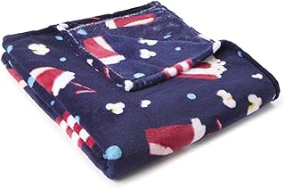 Real Living Red  Blue       White Popcorn       Soda Printed Coral Fleece Throw  - Compare price