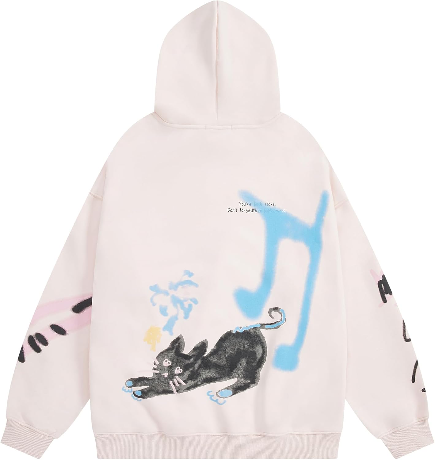 Aelfric Eden Womens Oversized Graphic Hoodies Cartoon Graffiti Print Fleece Hooded Sweatshirt Unisex Long Sleeve Pullover - Image 3