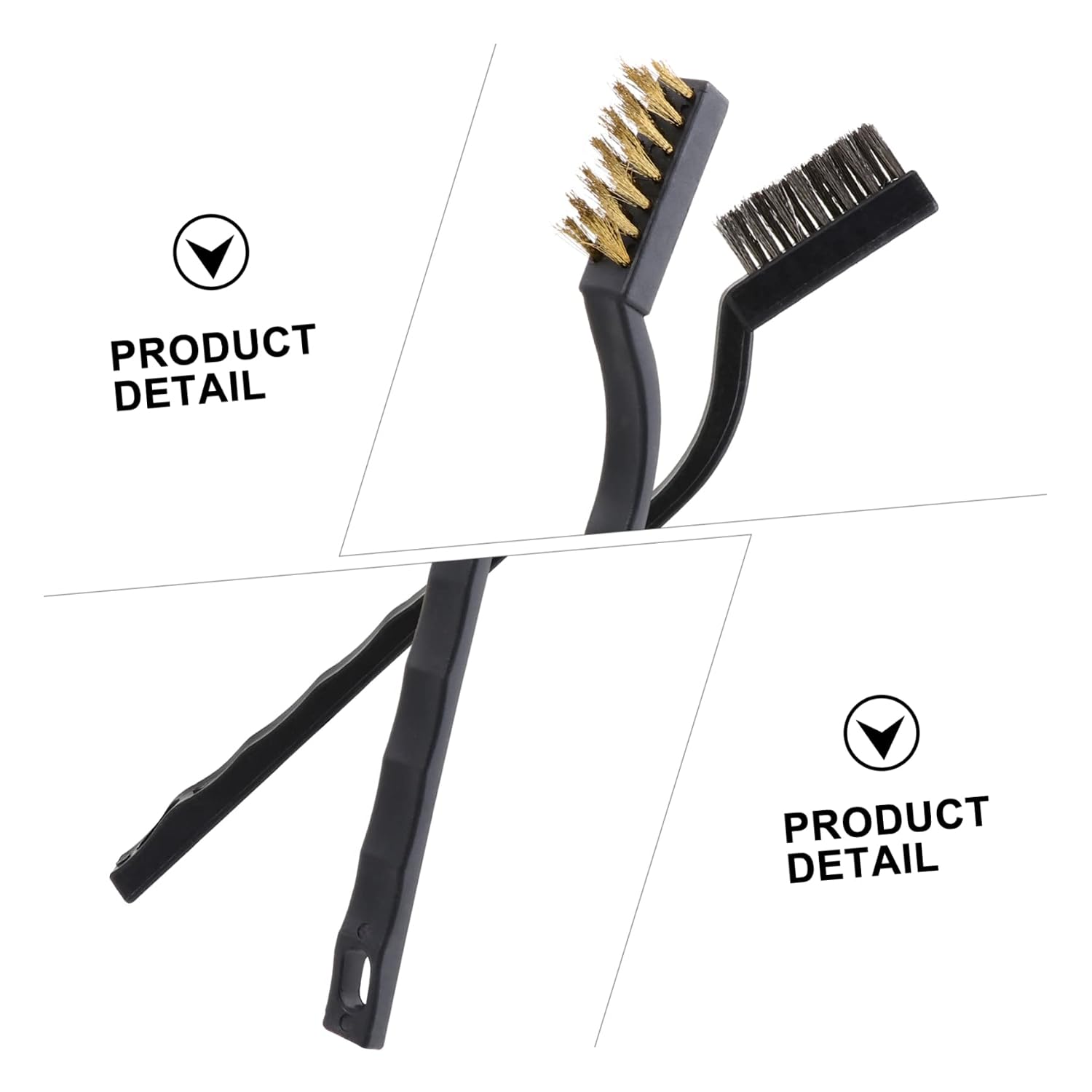Long Curved Handle Brush Set 10pcs Stainless Brushes for Rust Removal Dish Scratch- Cleaning