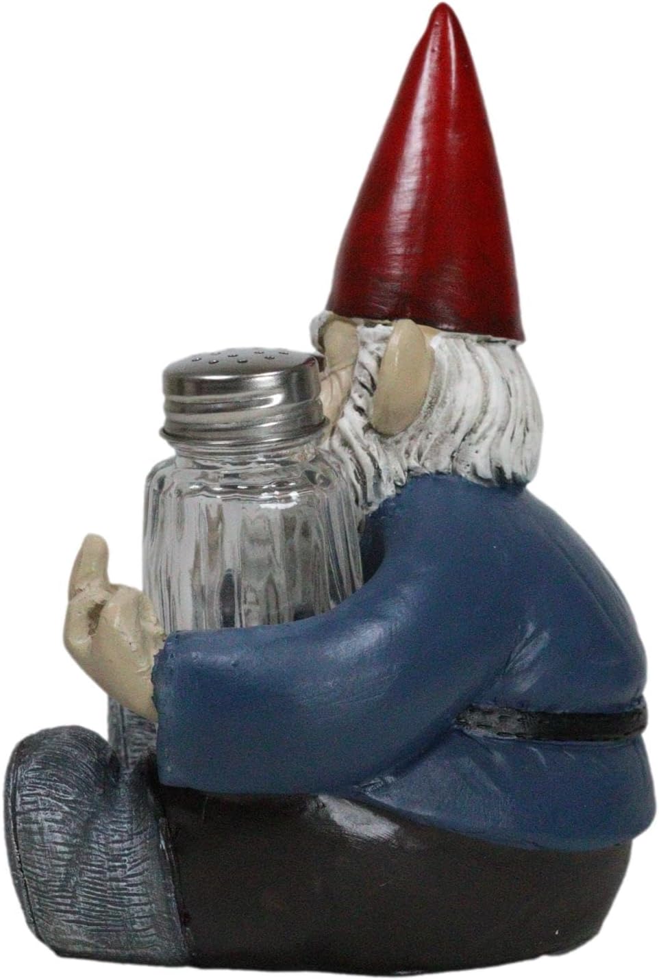 Ebros Gift 'Salty Enough?' Feisty Grinchy Gnome Flipping The Bird Glass Salt And Pepper Shakers Holder Figurine 7.25"H Rude Gnomes Whimsical Decor For Kitchen And Dining Entertainment