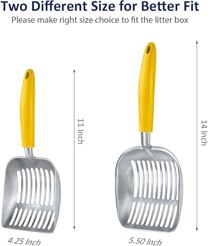 Miniatura 3 de WePet Cuchara de arena para gatos, tamiz de aleación de aluminio, pala de metal profunda, mango largo, tamizado de excrementos, levantador de heces,