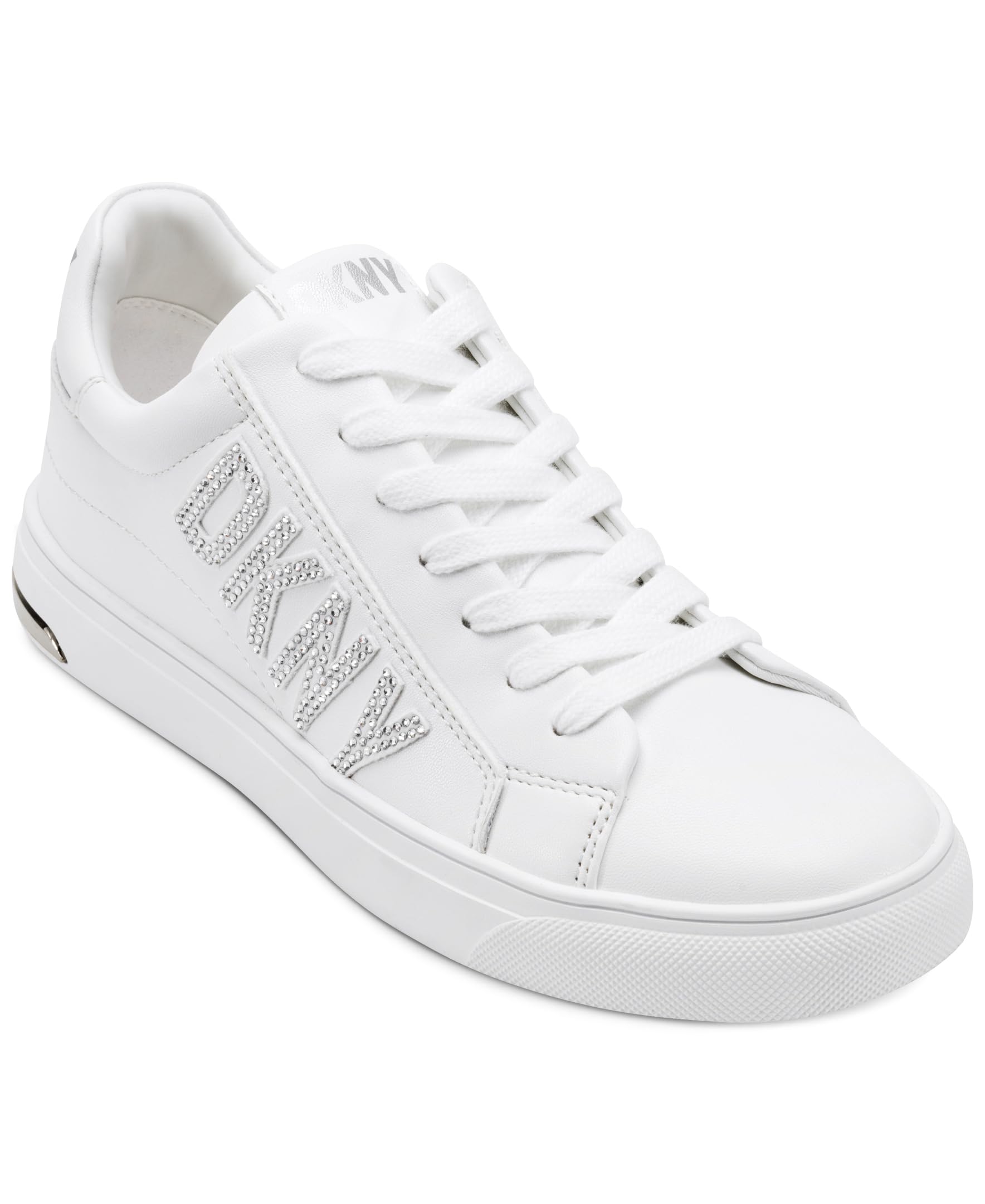 DKNY Women's Adira RHIENSTONES-LACE UP Trainers, White, 39.5 EU, White, 6.5 UK