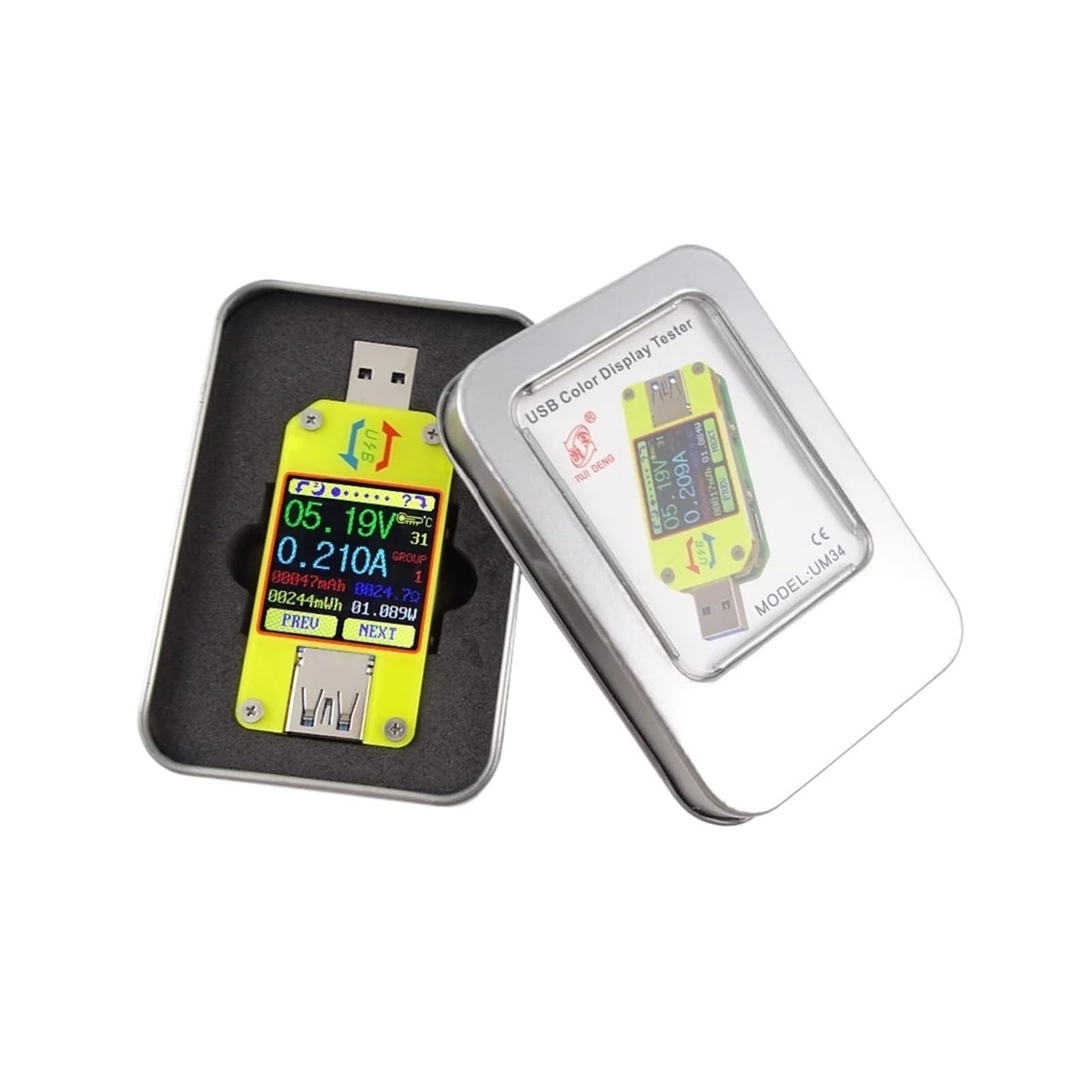 BFSYDLUJ 1PCS UM34 UM34C Voltmeter ammeter voltage current meter battery charge measure cable resistance Tester(UM34C and HD35)