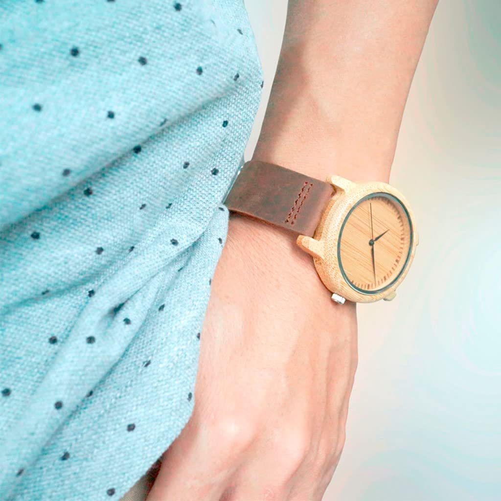 YABEME Orologio da Uomo in Legno Vichingo, Eleganti Orologi da Polso Casual al Quarzo Combinati in Legno e Acciaio Inossidabile con Cinturino in Pelle, Regali di Moda Unisex