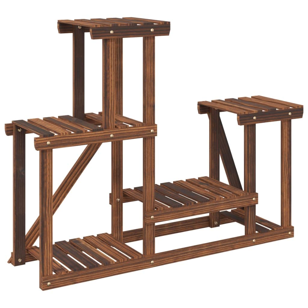 SYDE Supporto per fiori in legno di abete, 90 x 25 x 73,5 cm | Carbonizzato artigianale, resistente all'umidità, uso interno ed esterno, fissaggio a parete incluso