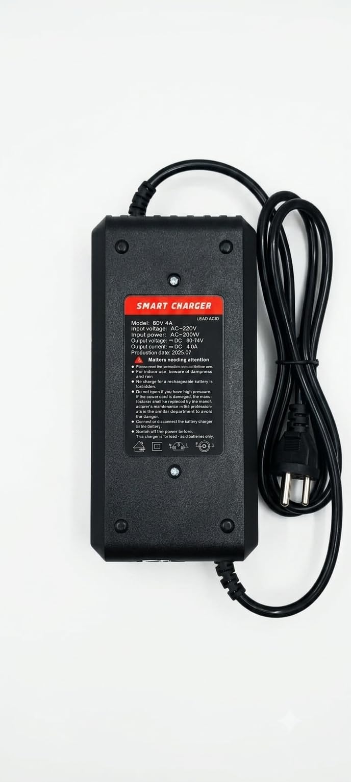 80V 4A Lead-Acid Smart Charger for EV Scooter, DC 60-74V Output | 355W Input Power, AC 220V Compatible, 4.0A Output Current, 5-Battery Support, Indoor Use-image-17