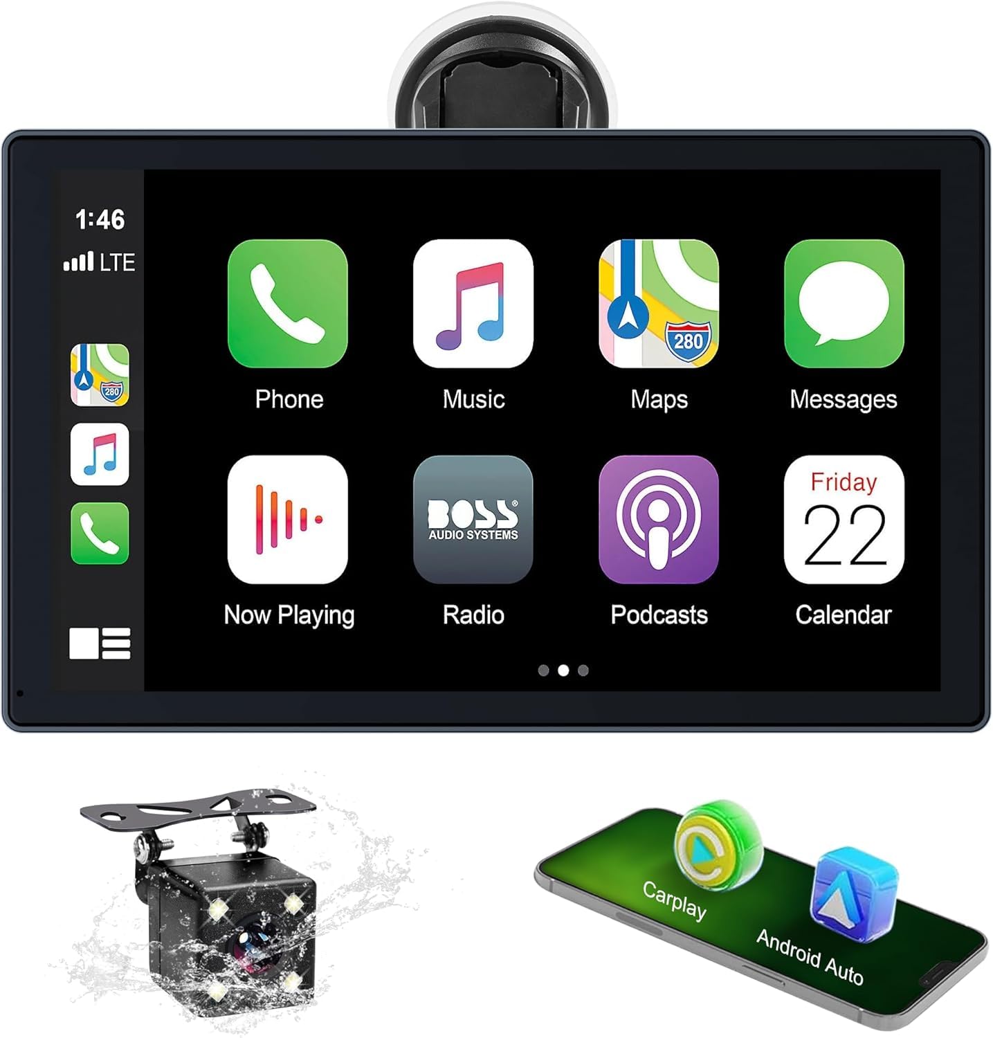 Car Stereo,9 Inch CarPlay Screen for Apple Car play & Android Auto,Portable Car Player Wireless Car Play Screen with Voice Control, Suitable for Most Vehicles (9 Inch) — view 8