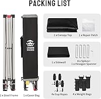 Vista 8 de CROWN SHADES - Toldo desplegable de 8 x 8 pies con 1 pared lateral, tienda de campaña de playa que se arma con solo presionar un botón, glorieta