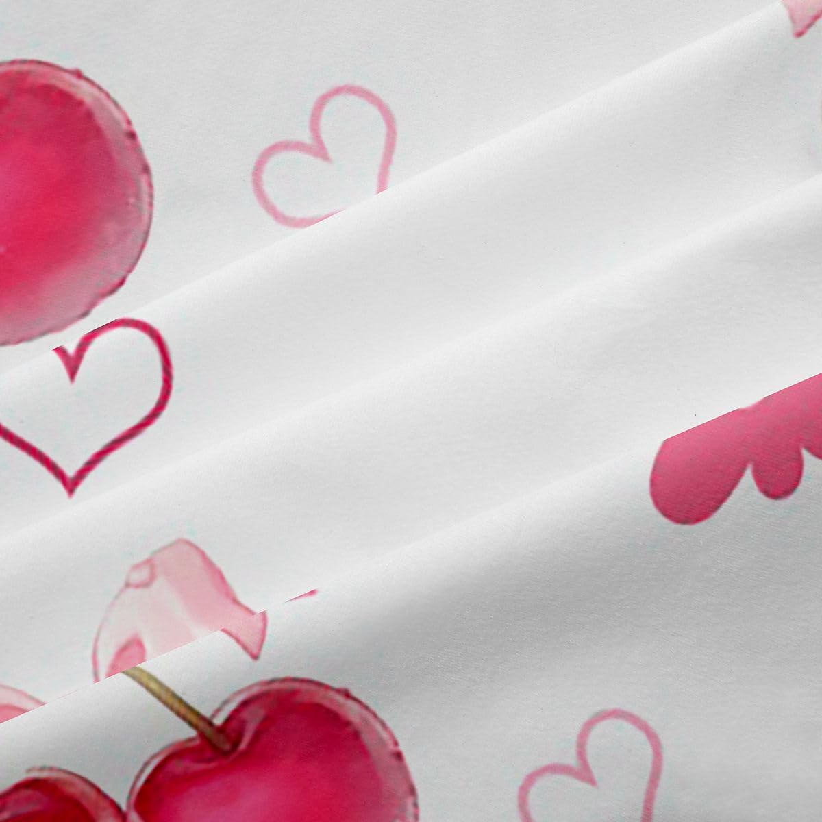 Homewish Dziewczęca kokardka księżniczka wiśniowo-różowe zasłony okienne 132 x 160 cm 2 zestawy paneli - miłosne serca zasłony zaciemniające urocza wstążka kokarda marzycielskie dekoracje okienne