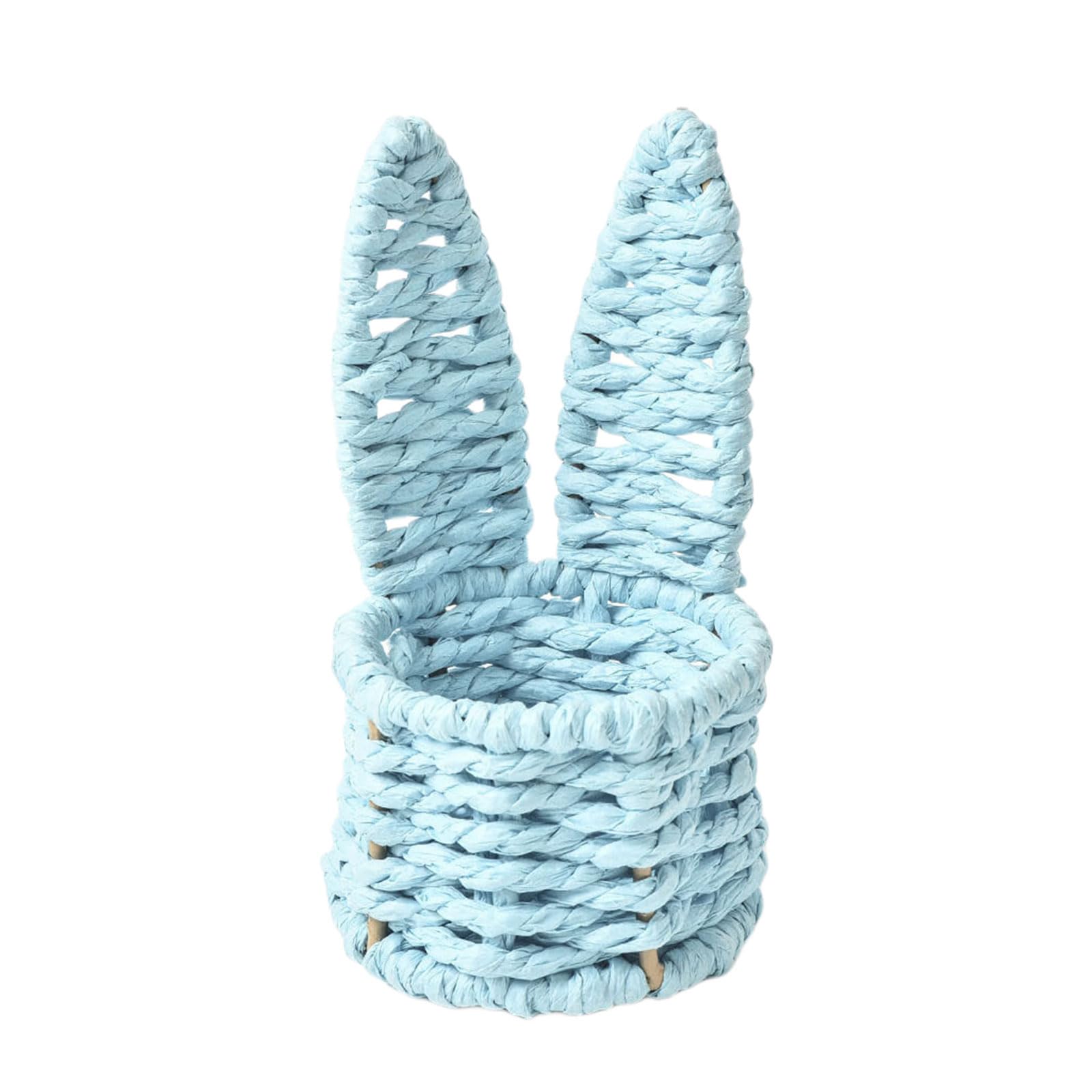 Hand Woven Miniature Easter Basket with Rabbits Ears for Candy Eggs Storage Home Decoration and Organization Tool Rabbits Ears Basket