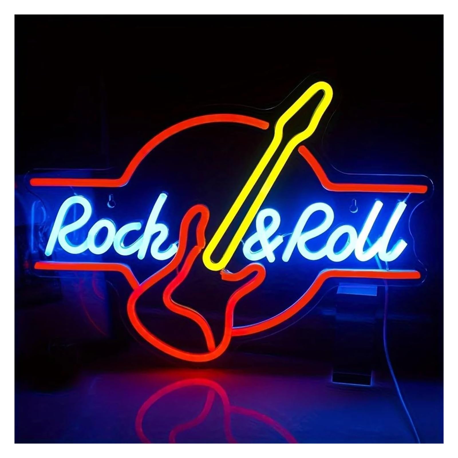 LEMST Signs Lamp Rock Roll Neon Signs USB Powered Adjustable Brightness Neon Lights, Wall Hanging Decor Commercial Signs 28.2cmx37cm