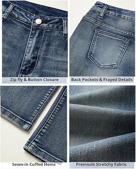 EMMIOL Women Mid-High Waisted Flare Jeans Y2K 90s Vintage Stretchy Bootcut Wide Leg Denim Pants Bell Bottom - Image 7