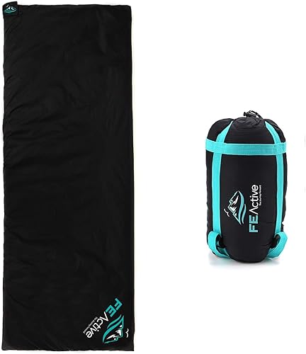 FE Active Camping Sleeping Bag - 3-4 Seasons Extra Long or Lightweight Hooded, Warm Outdoor Compact & Lightweight Sleeping Bag for Camping,