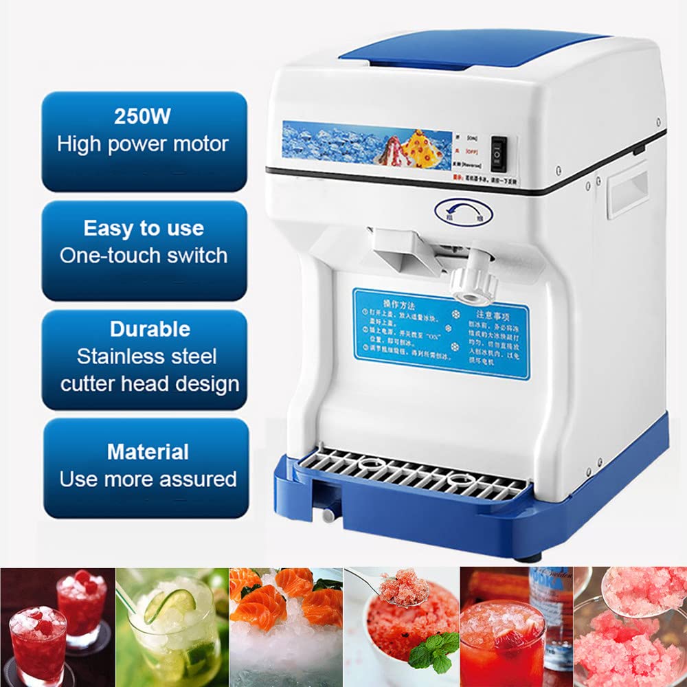 Tritaghiaccio Elettrico,Tritaghiaccio Da 250 W,Tritaghiaccio Automatico Per Macchina Per Il Ghiaccio Rasato Commerciale, Capacità Di Rasatura Del Ghiaccio 120 Kg/H,Per La Casa, Il Bar E Il Negozio