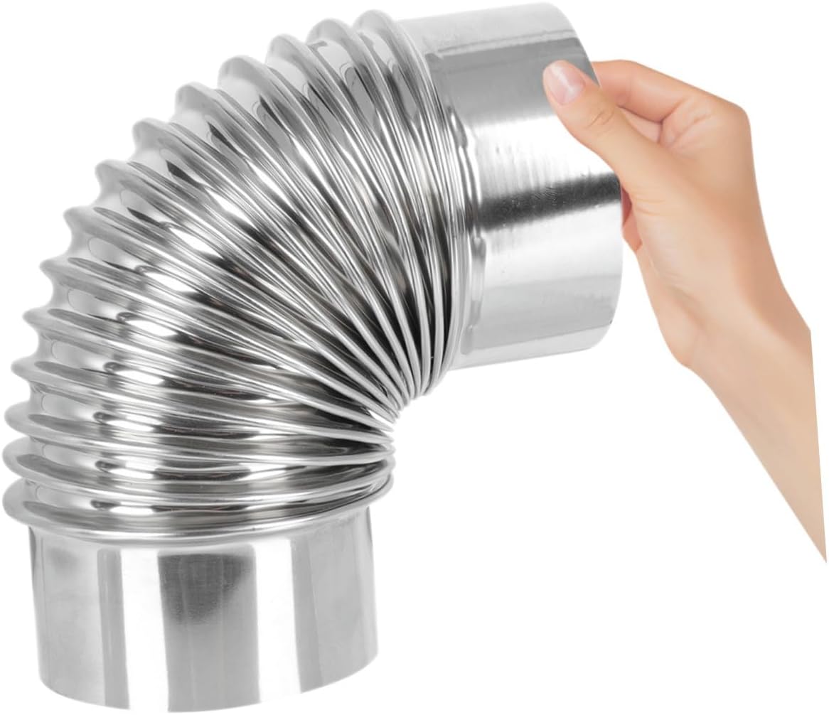 2pcs 90 Degree Stainless Steel Stove Pipe Elbow 12cm Flue Gas Exhaust Tube for Camping Wood Stove Water Heater Furnace Replacement Parts