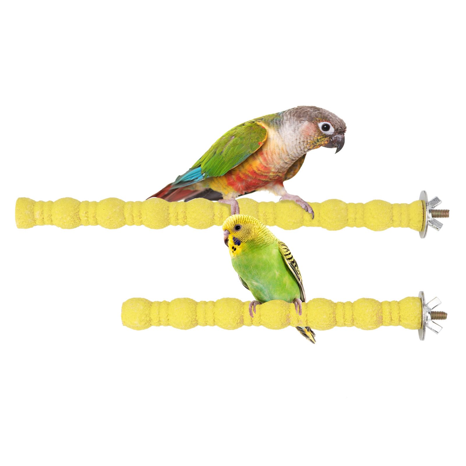 Hypeety Wood Perch Stand Bird Cage Paw Beak Grinding Stick, 2pcs, Yellow
