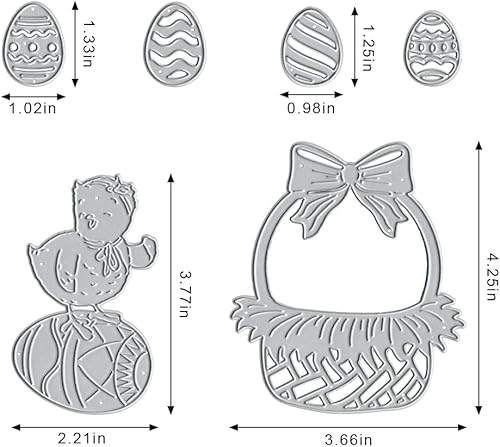 Miniatura 2 de Huevos de Pascua de metal troquelados para hacer tarjetas, troqueles de árbol de flores de Pascua huecos, troqueles de corte de conejito para