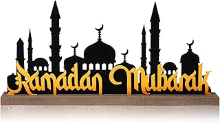 Metal Eid Al Adha Table Decor Eid Mubarak Bismillah Decoration Golden Tray Decor for Islamic Allah Muslim Eid Mubarak Gifts Home Shelf Office Centerpiece(Retro)