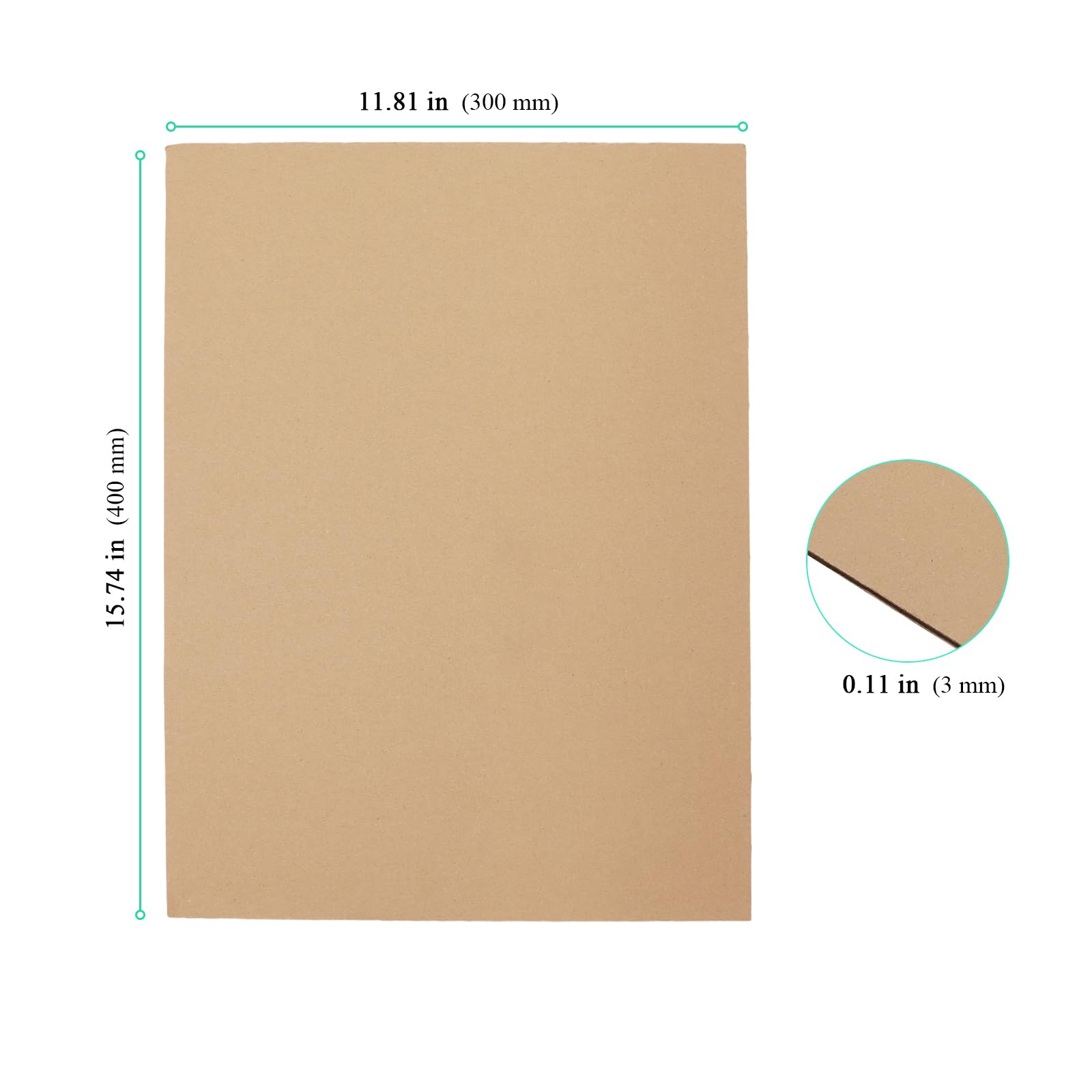 Carton ondulé 30 x 40 cm, Lot de 60 feuilles, Kraft pour emballage et loisirs créatifs