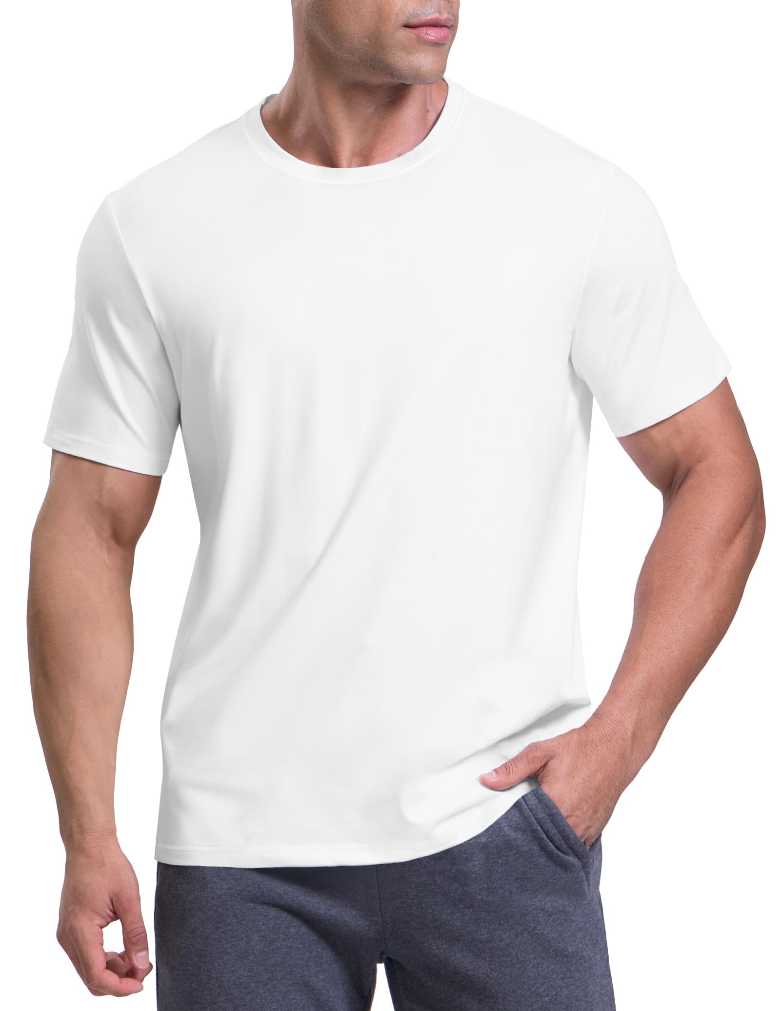MIER Mens Dry Fit T-Shirts Short Sleeve Ultra Soft Tee Tops, Crew Neck