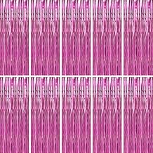 BTSD-home 10 Pack Pink Foil Fringe Curtain, Metallic Photo Booth Backdrop Tinsel Door Curtains for Wedding Birthday Bridal Shower Baby Shower Bachelorette Christmas Party Decorations8ft x 3ft
