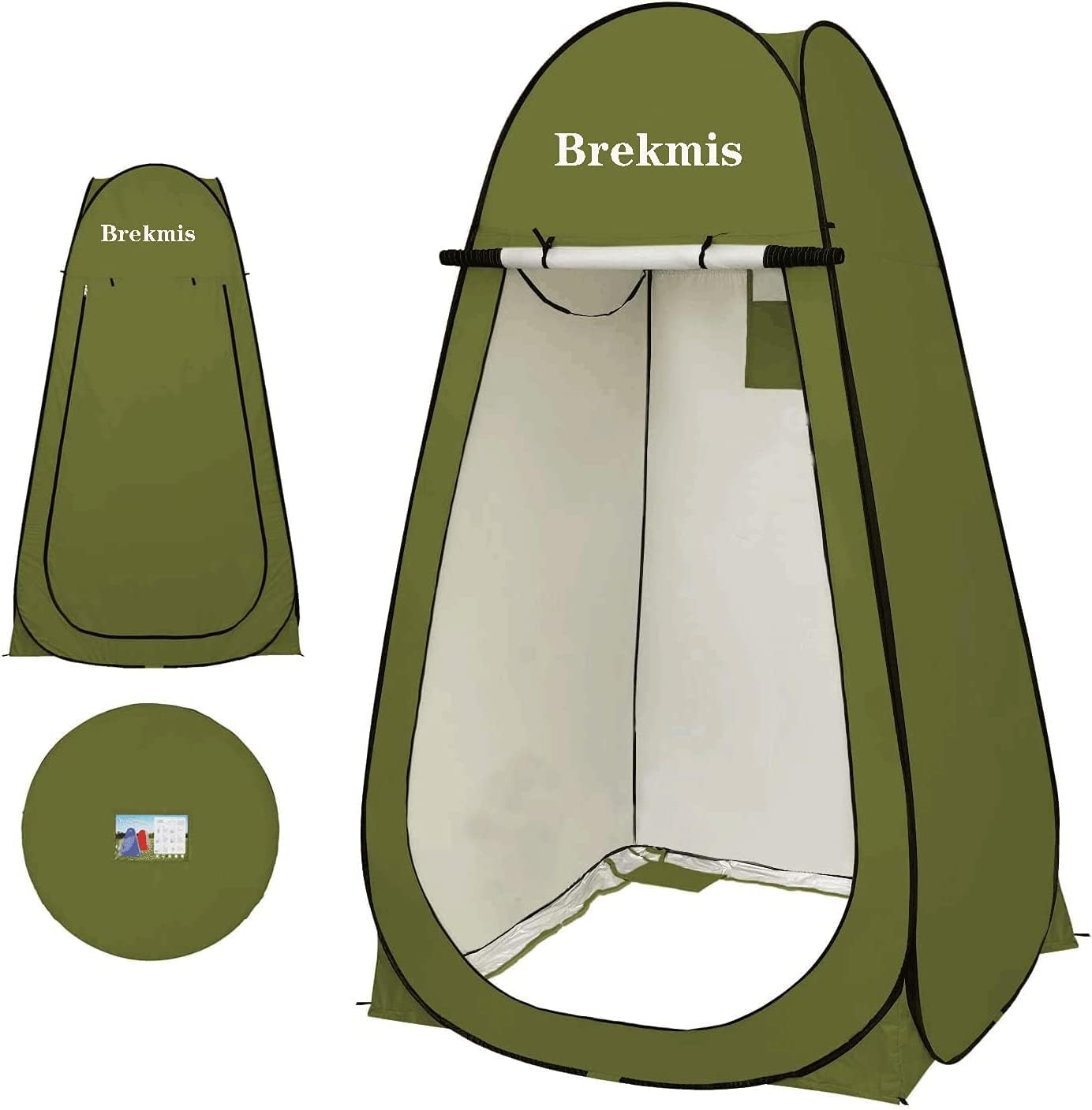 Brekmis Pop Up Privacy Tent – Portable Camping Tent Privacy Shelter for Shower Toilet Dressing Changing UV/Rain Shelter with Windows – for Camping and Beach Outdoors– Easy Set Up Foldable with Carry Bag Lightweight and Sturdy（Green）-image-19